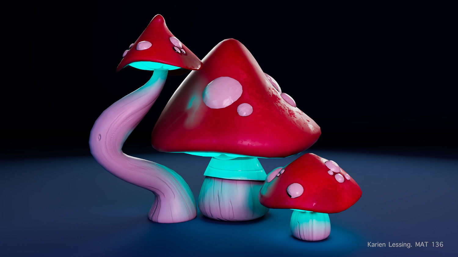 Still Life by Karien Lessing - finished model of three mushrooms